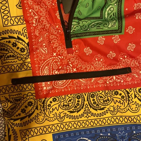 NWT Bleecker & Mercer patchwork printed multicolored 3/4 zippered jacket wm lg - Picture 7 of 10